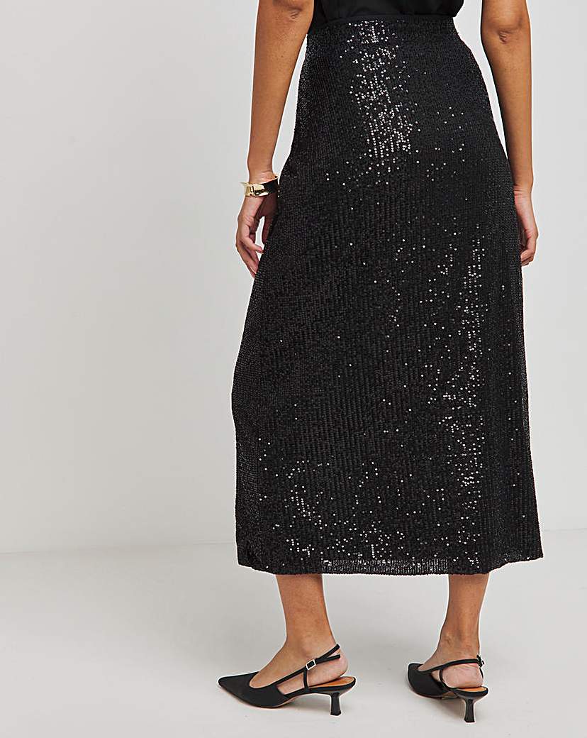 Stretch Sequin Midaxi Skirt