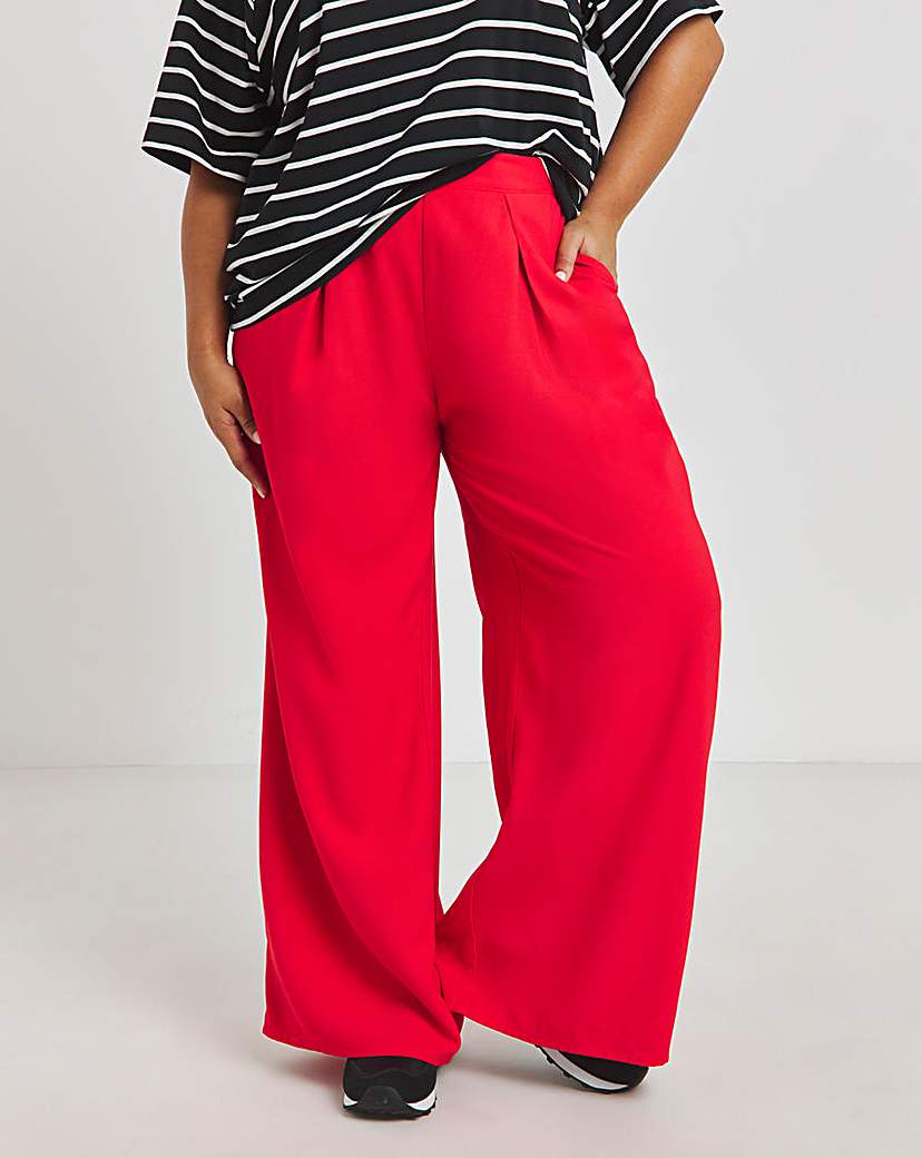 Pleat Front Wide Leg Trousers