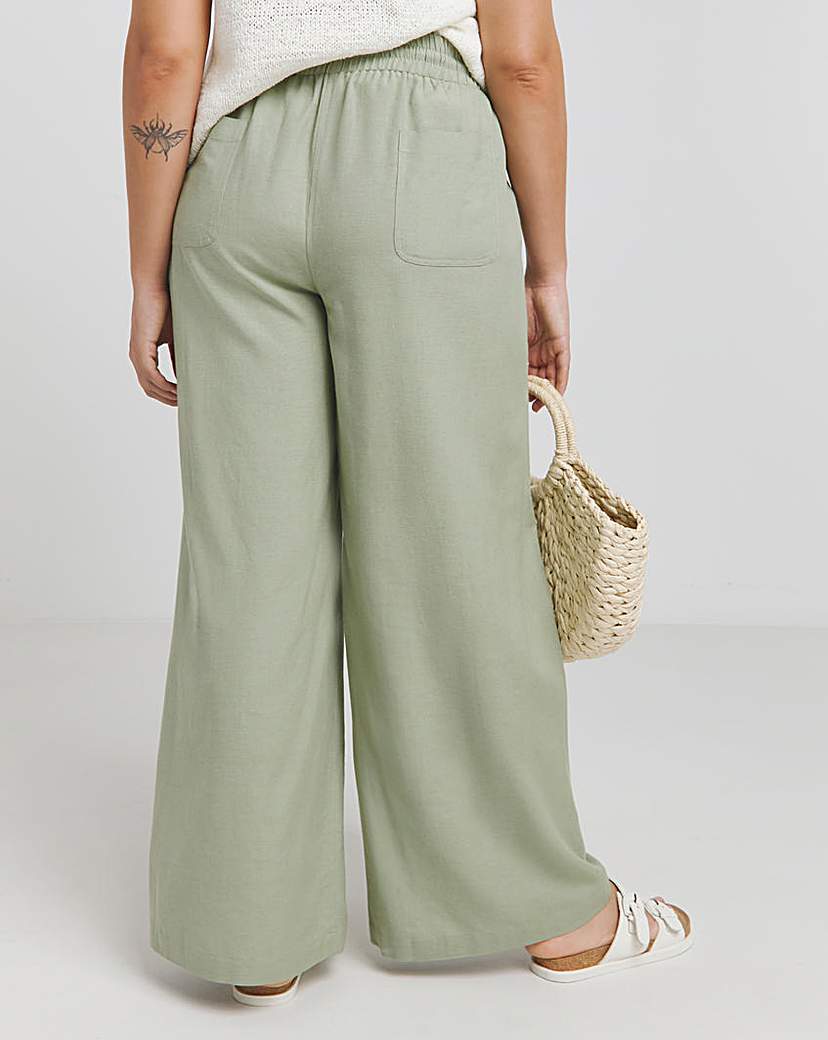 Easy Care Linen Wide Leg Trousers