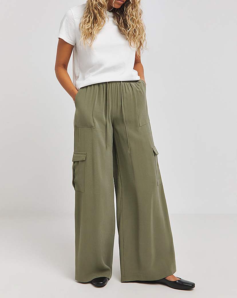 Drawcord Waist Utility Wide Leg Trouser