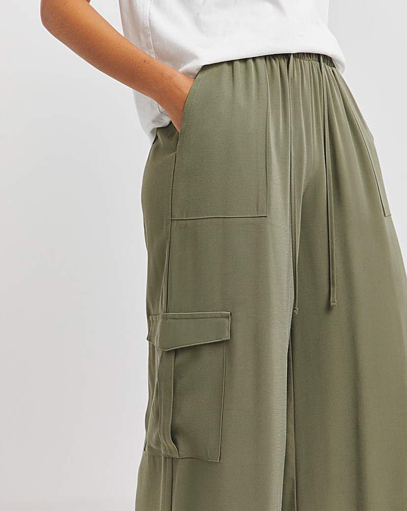Drawcord Waist Utility Wide Leg Trouser