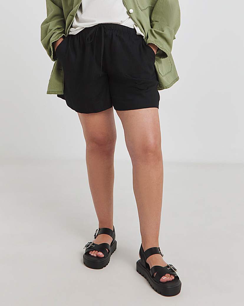 Tie Waist Linen Mix Shorts