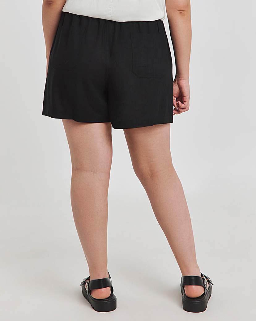 Tie Waist Linen Mix Shorts