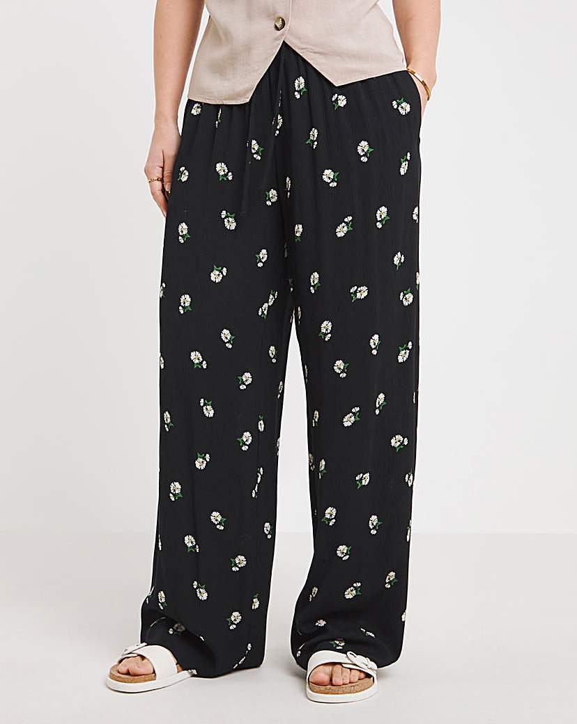Crinkle Wide Leg Trousers
