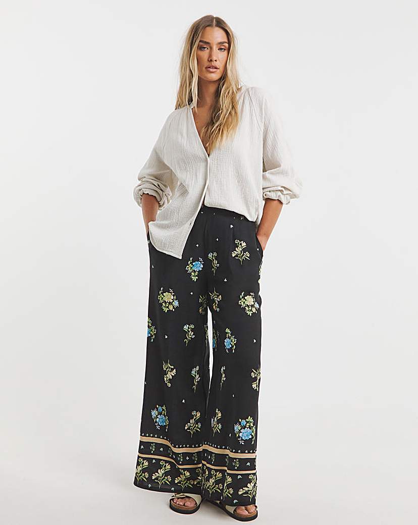 Wide Leg Spun Viscose Trousers