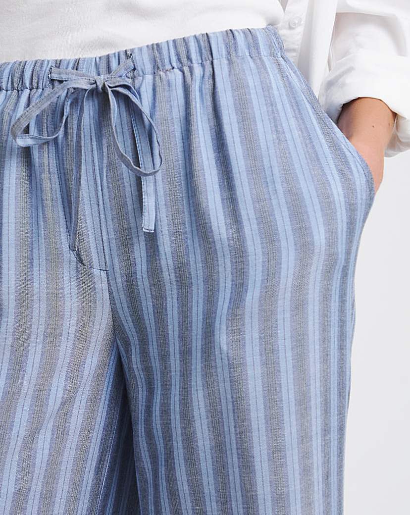 Tie Waist Linen Look Wide Leg Trouser