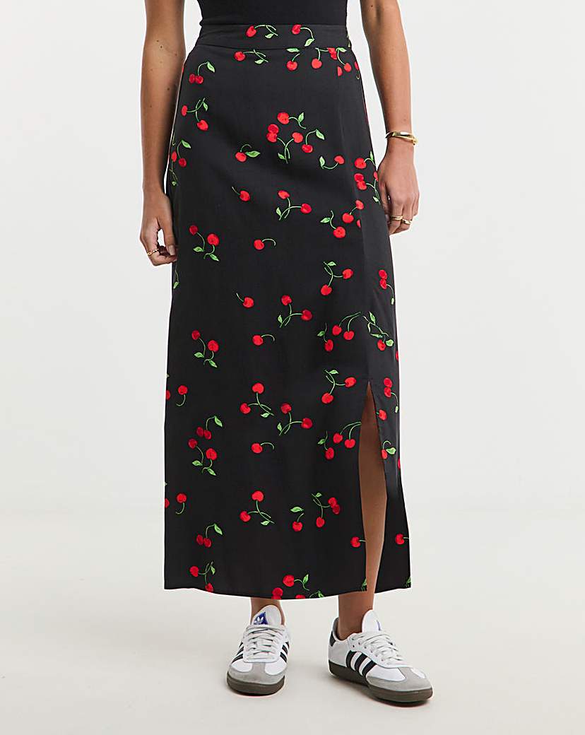 Spun Viscose Midi Skirt
