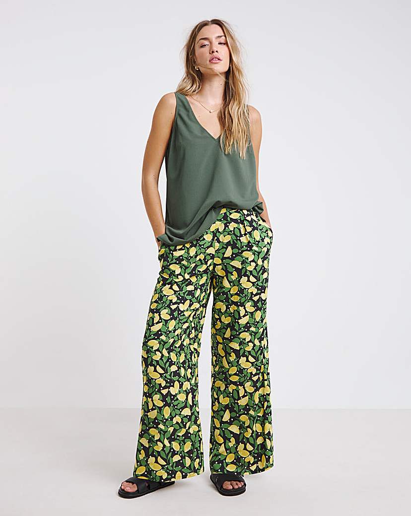 Wide Leg Spun Viscose Trousers
