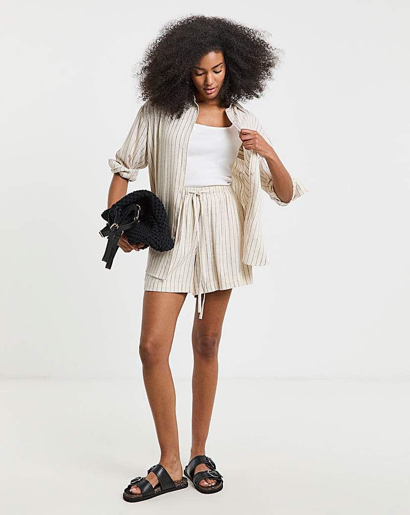 Tie Waist Linen Mix Shorts