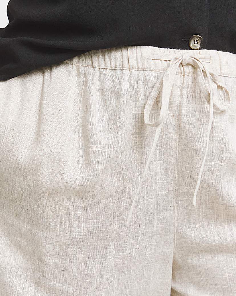 Tie Waist Linen Mix Barrel Leg Trouser