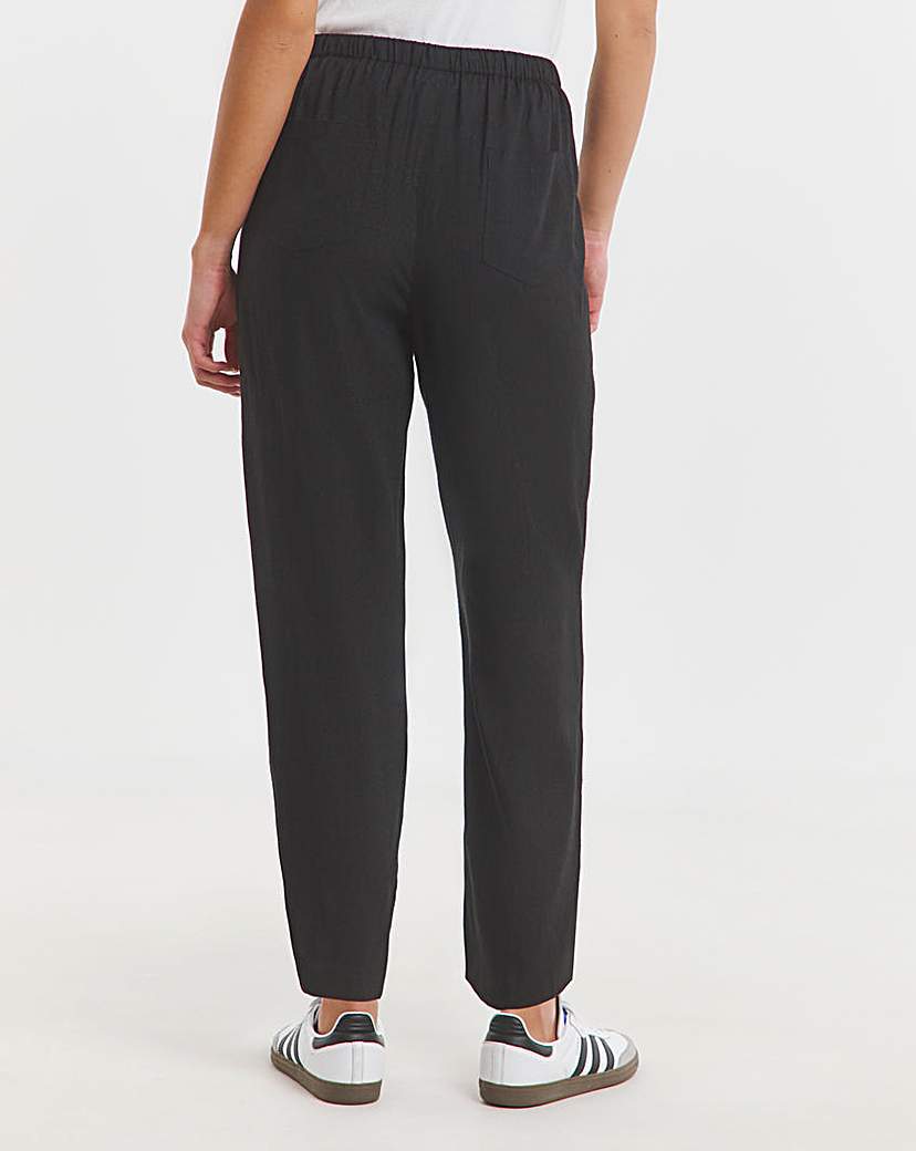 Tie Waist Linen Mix Barrel Leg Trouser