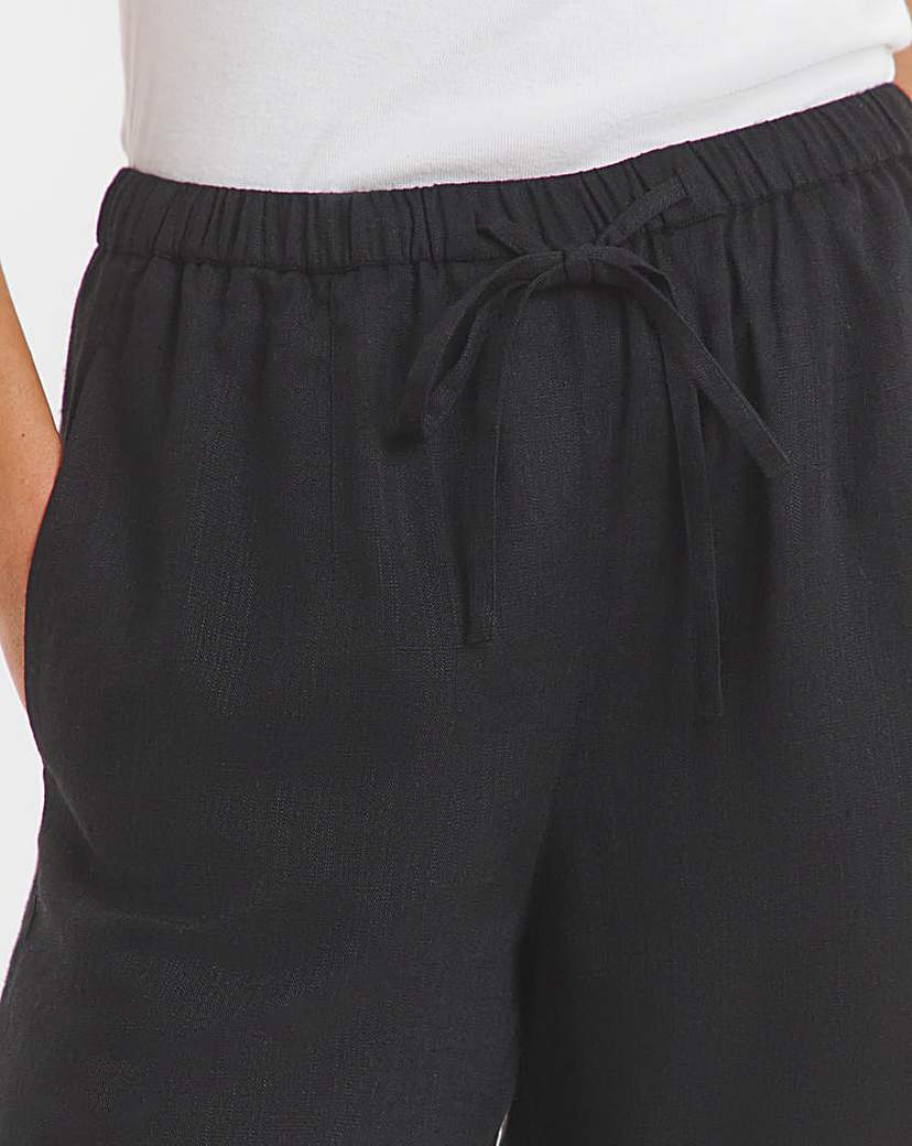 Tie Waist Linen Mix Barrel Leg Trouser