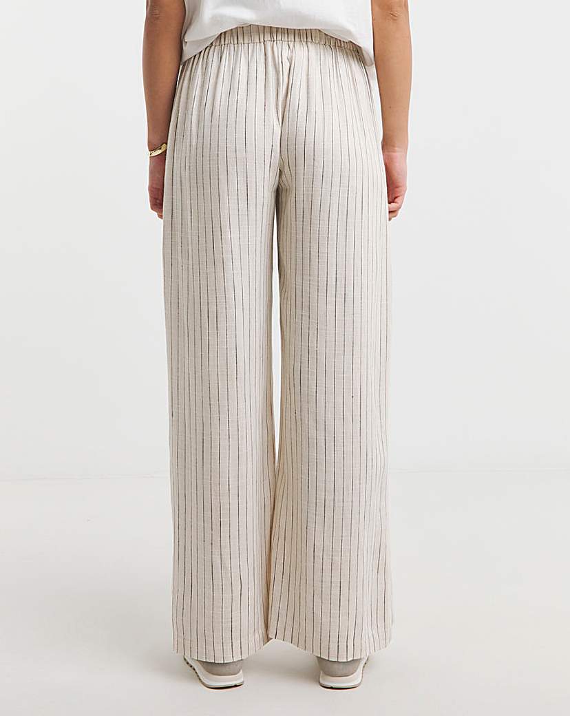Pleated Linen Mix Wide Leg Trouser