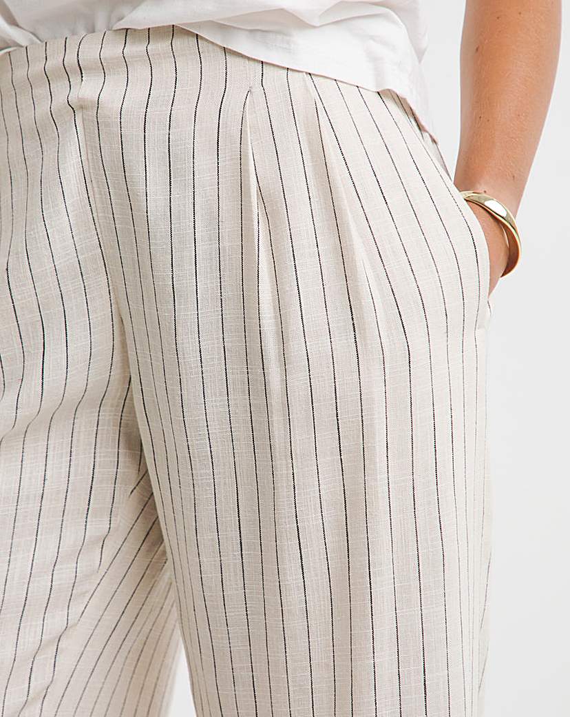 Pleated Linen Mix Wide Leg Trouser