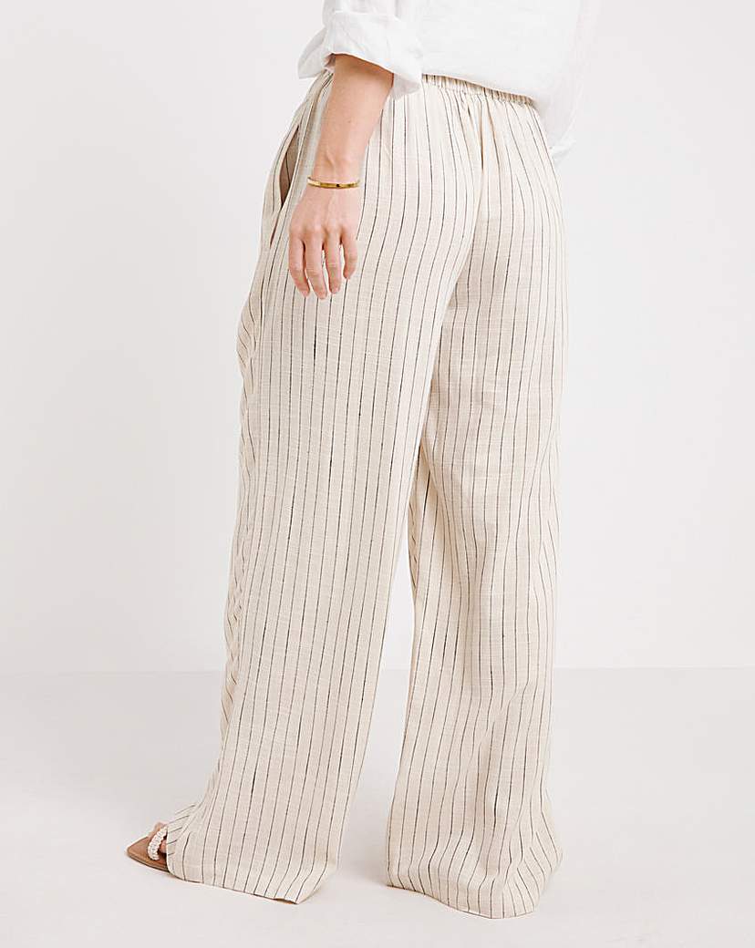 Pleated Linen Mix Wide Leg Trouser