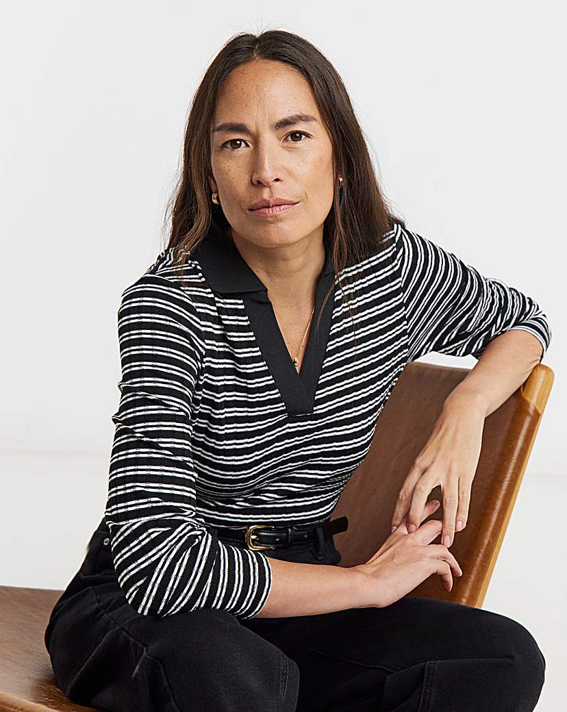 Ribbed Stripe Long Sleeve Top