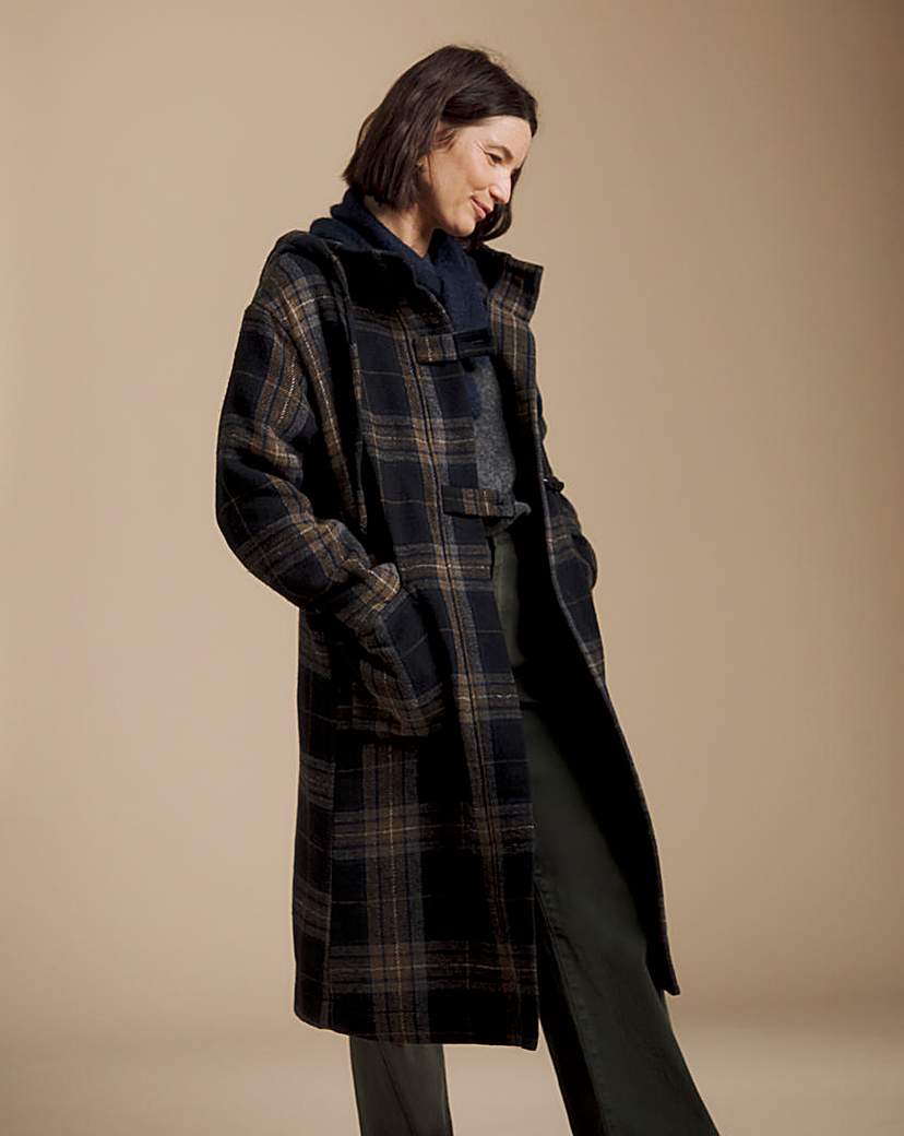 Julipa Longline Navy Check Coat