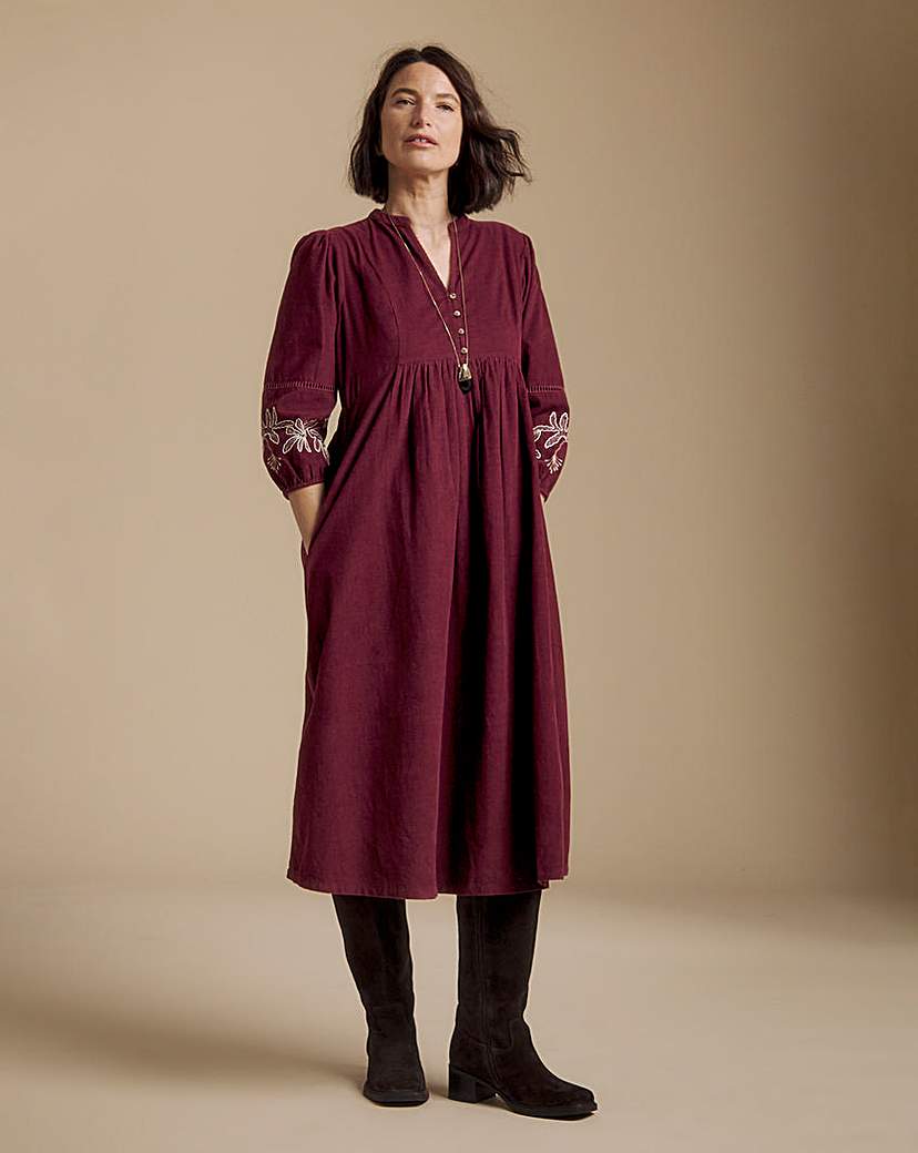 Julipa Embroidered Cord Midi Dress