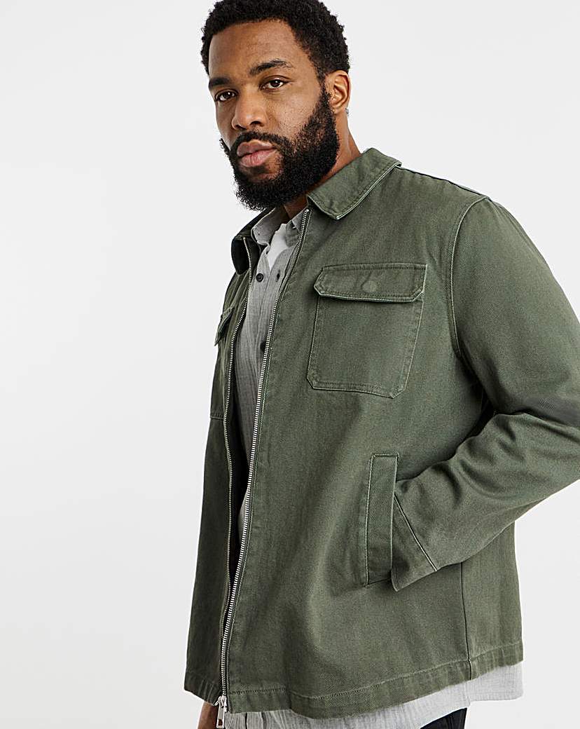 Cotton Twill Zip Harrington Forest Green Jacamo …
