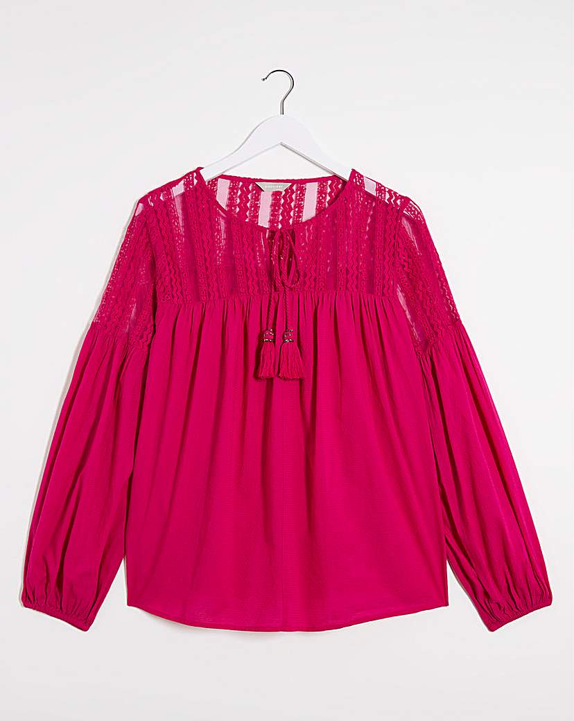 Pink Tassel Smock Top