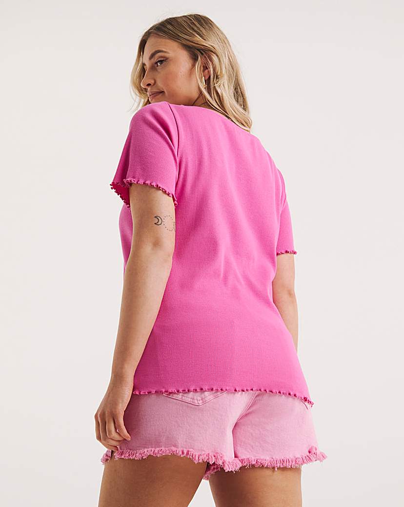 Pink Slash Neck Top