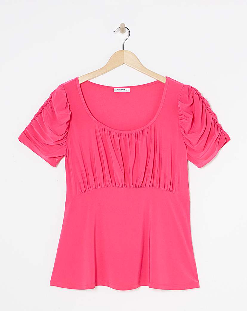 Hot Pink - Women's - Pink Luxe Jersey Ruched Sleeve Top - Size 10