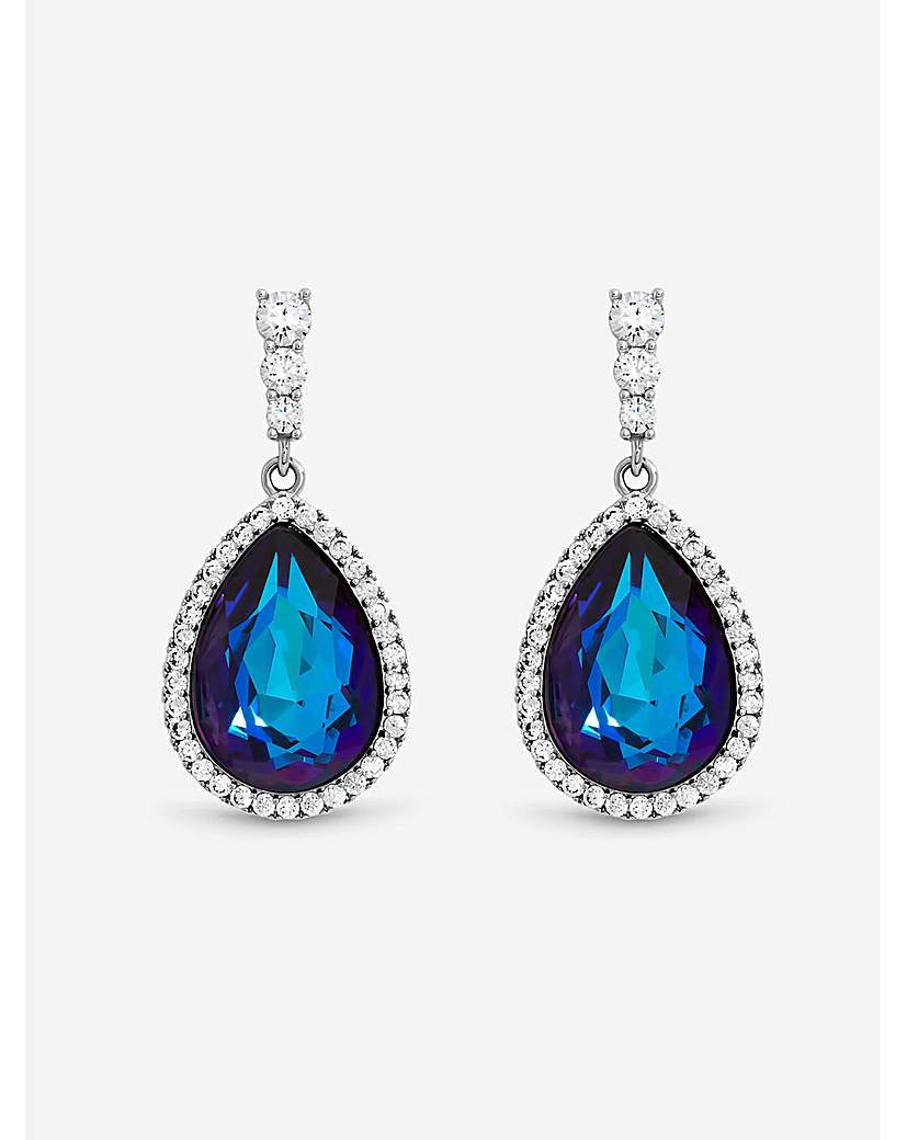 New In - Rhodium Plated Bermunda Blue Earrings