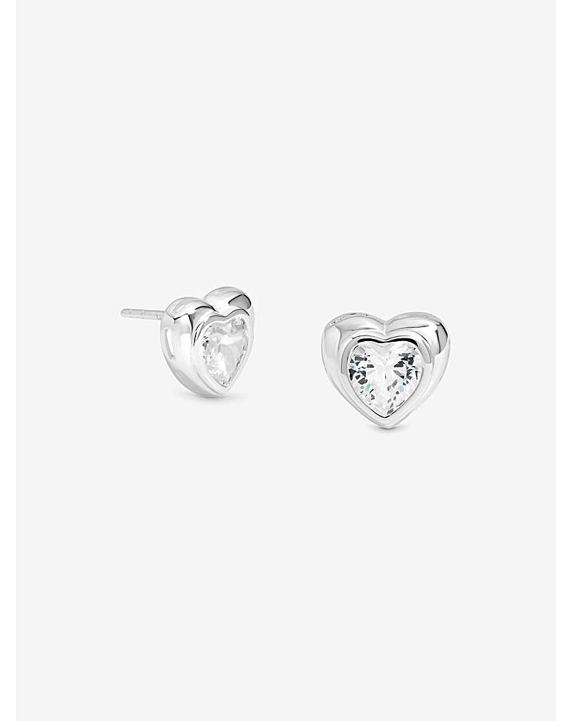 Sterling Silver 925 CZ Heart Studs