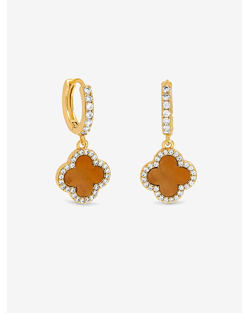New In - Gold Plated Tigers Eye Clover Huggies