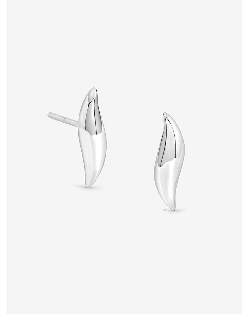 Sterling Silver 925 Polished Wave Studs