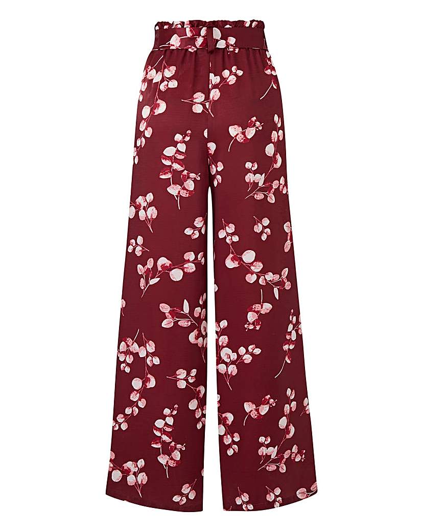 Floral Washed Satin Wide Leg Trousers