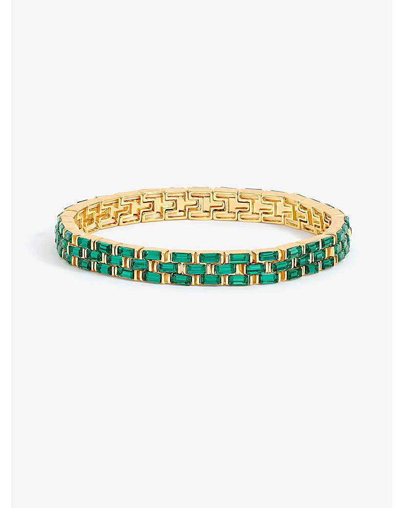 New In - Gold Plated Emerald Chain Bracelet