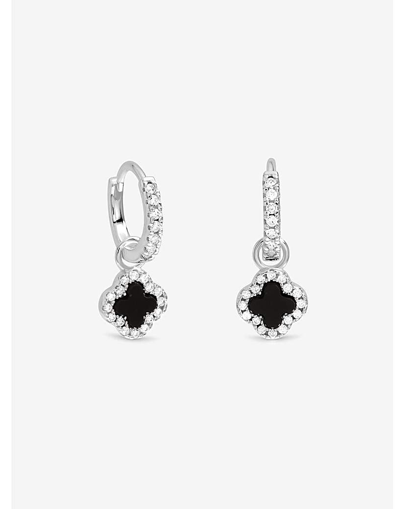 Sterling Silver 925 Clover Huggie Hoops