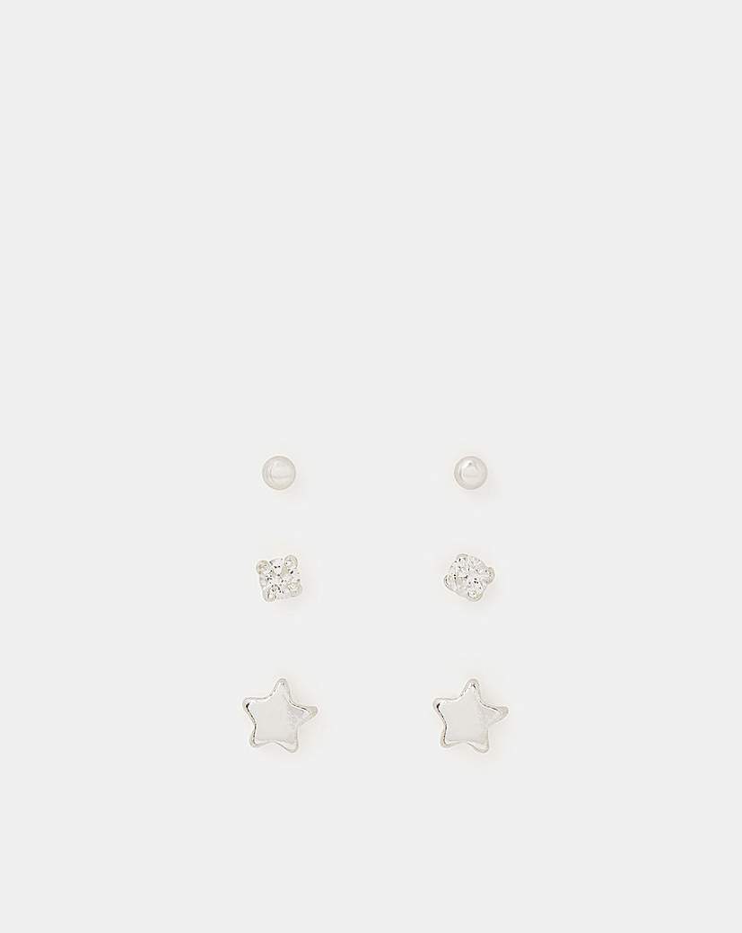New In - Accessorize 3Pk Sterling Stud Earrings