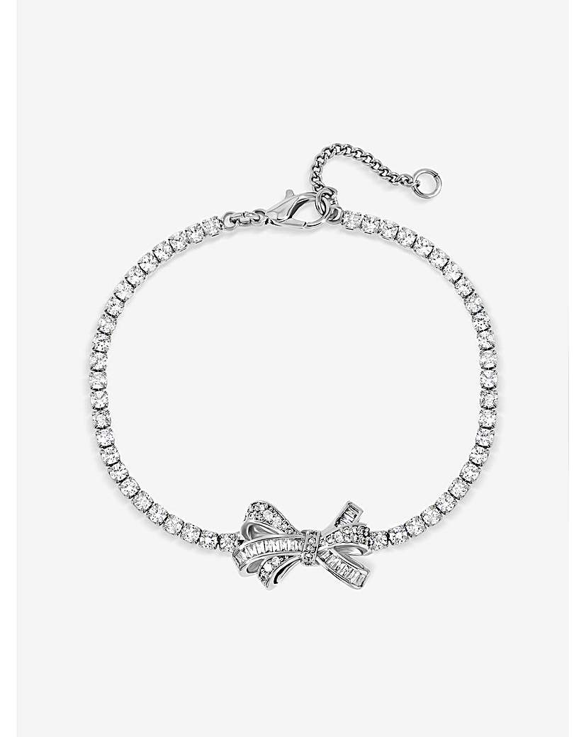New In - Rhodium Plated CZ Bow Tennis Bracelet