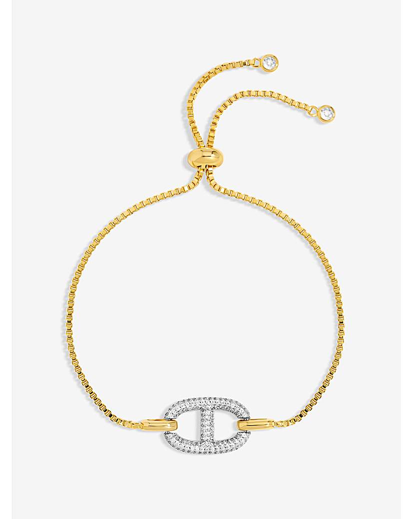New In - 18K Gold Plated Crystal Toggle Bracelet