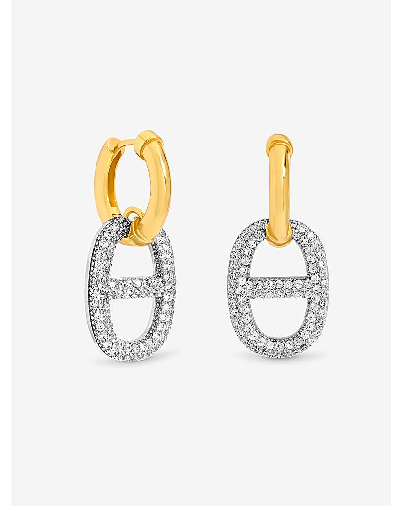 New In - 18K Gold Plated Crystal Link Earrings