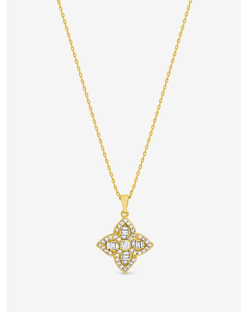 New In - 18K Gold Plated Crystal Clover Necklace