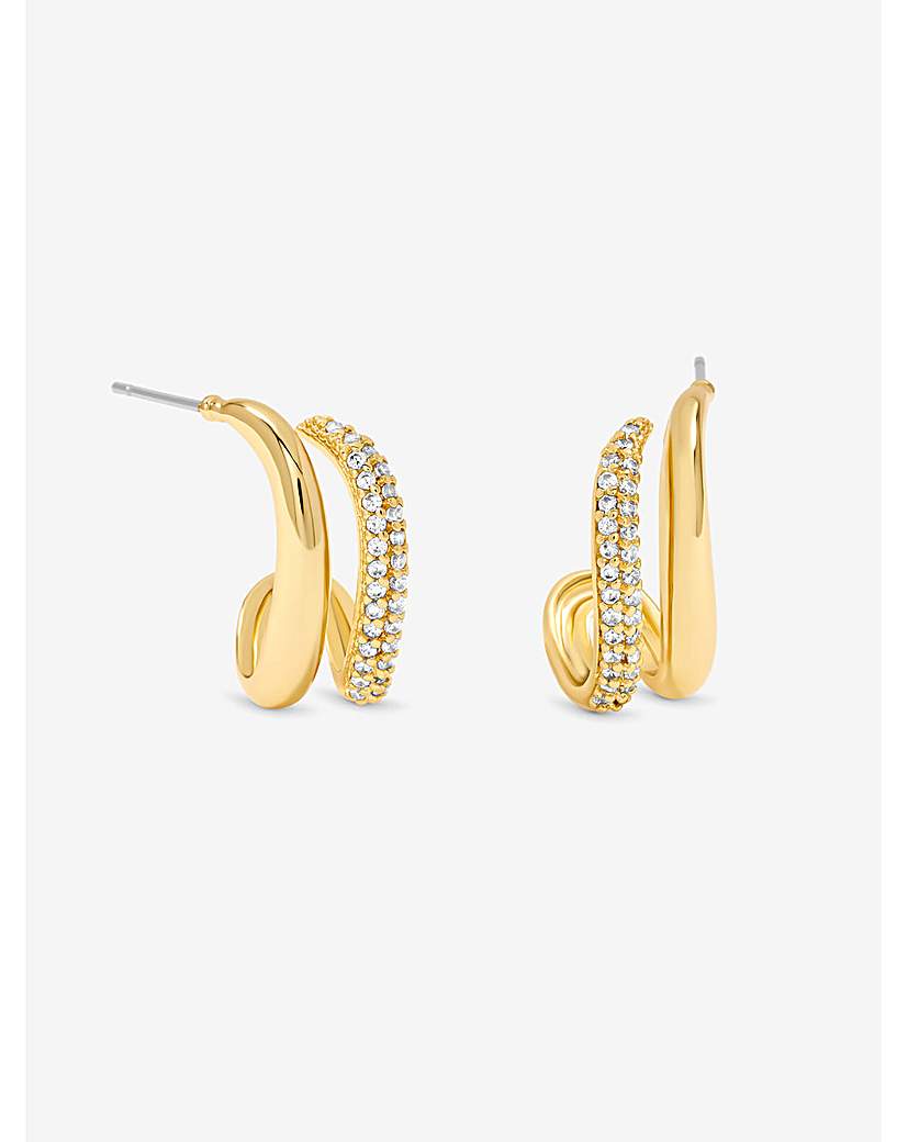 New In - Gold Plated Pave Double Row Hoops