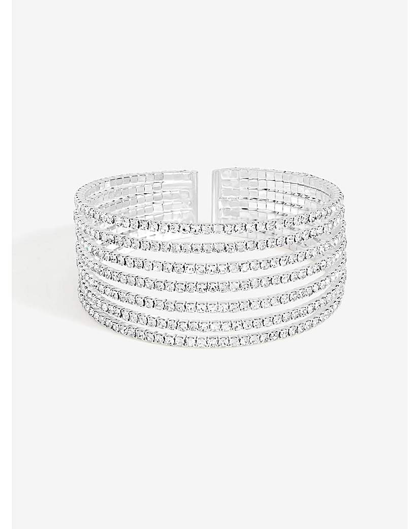 New In - Silver Plated Crystal Cuff Bracelet
