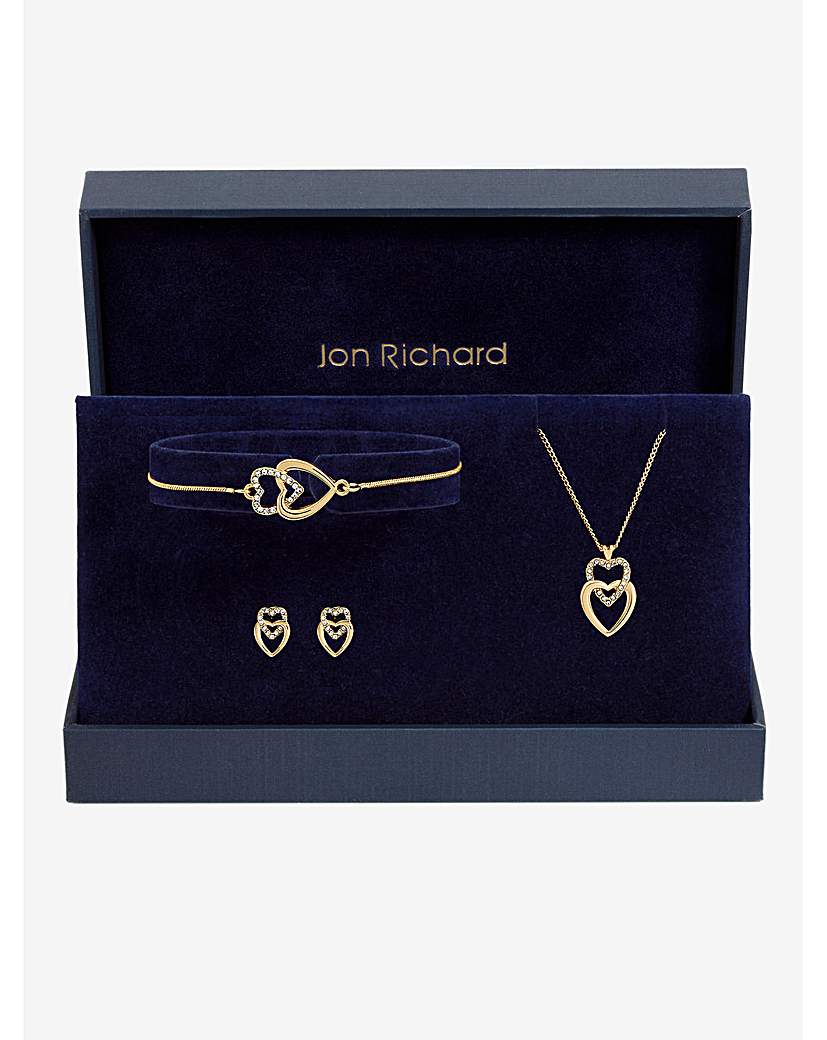 Gold Plated Crystal eart Trio Set