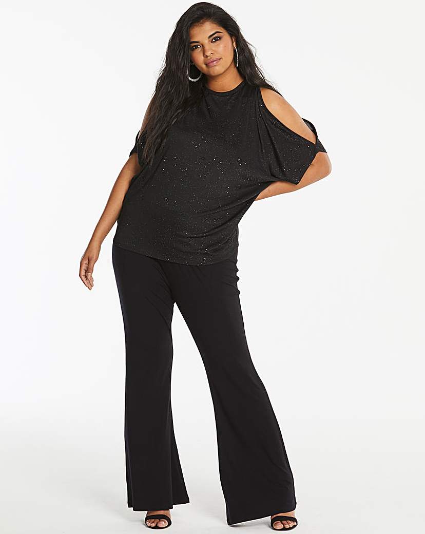 Image of Black Jersey Flared Trousers Regular