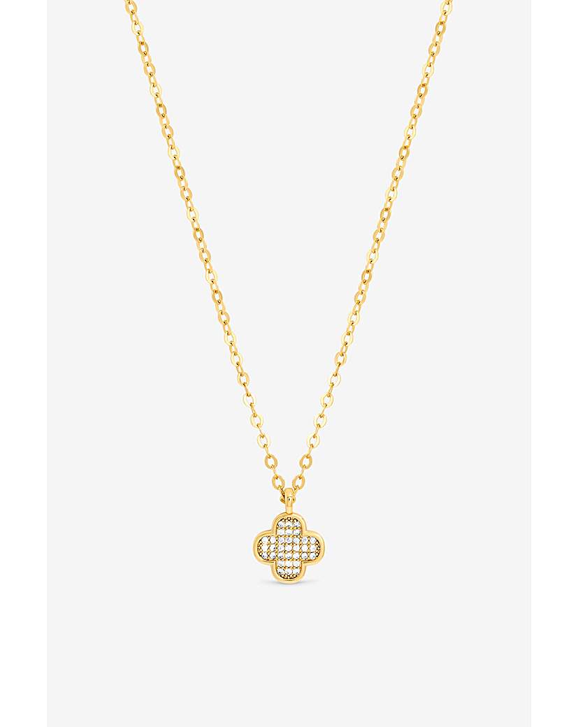 New In - Gold Plated Mirco Pave Clover Pendant