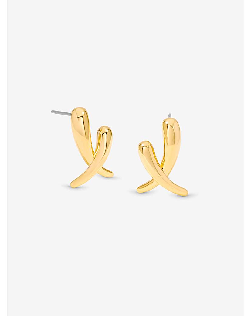 New In - Gold Plated Polished Kiss Earrings