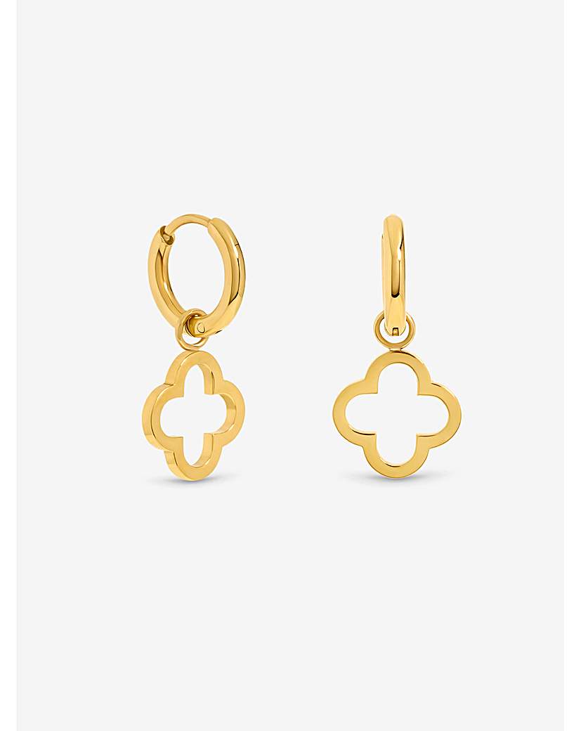 New In - Waterproof Plated Clover Huggie Hoops