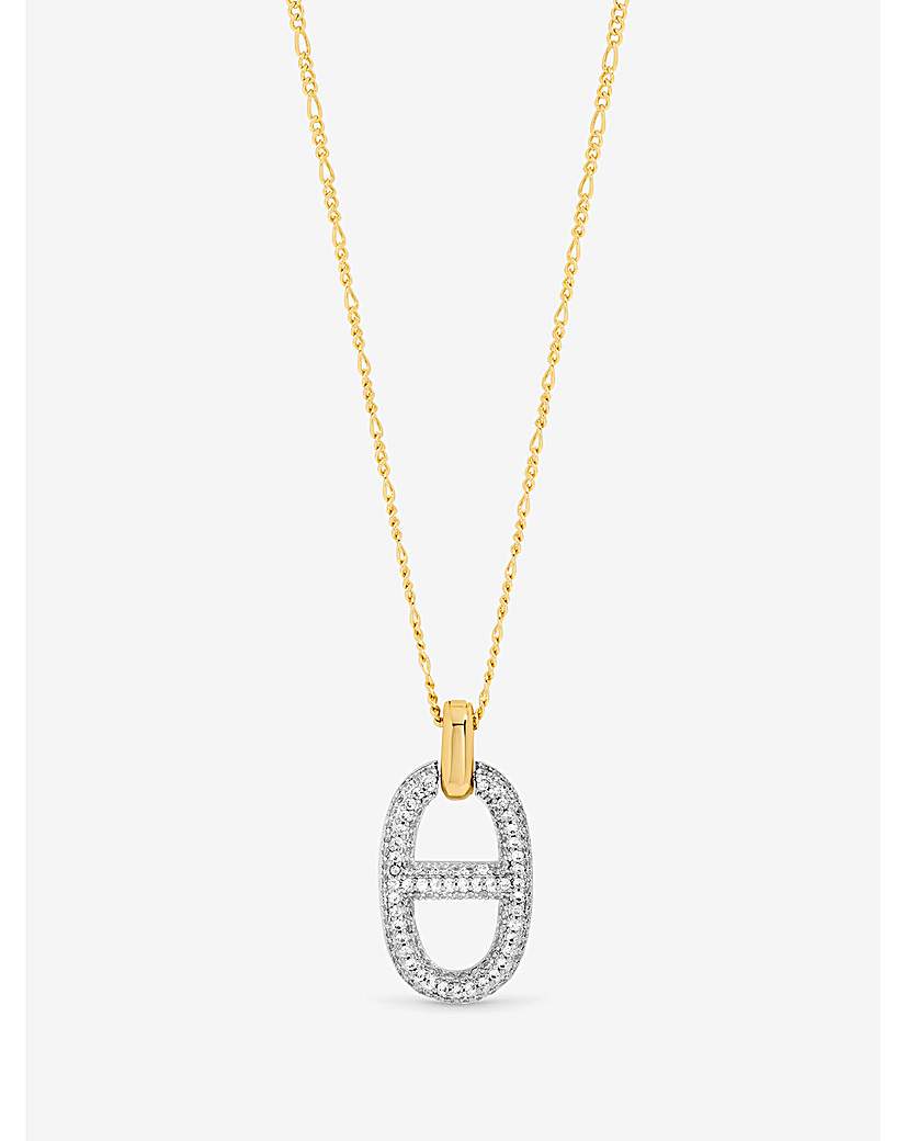 New In - 18K Gold Plated Pave Link Necklace