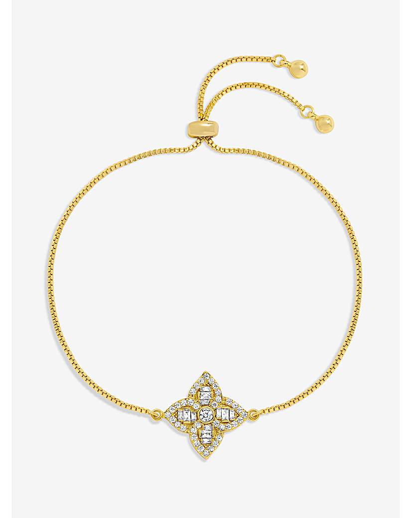 New In - 18K Gold Plated Crystal Clover Bracelet
