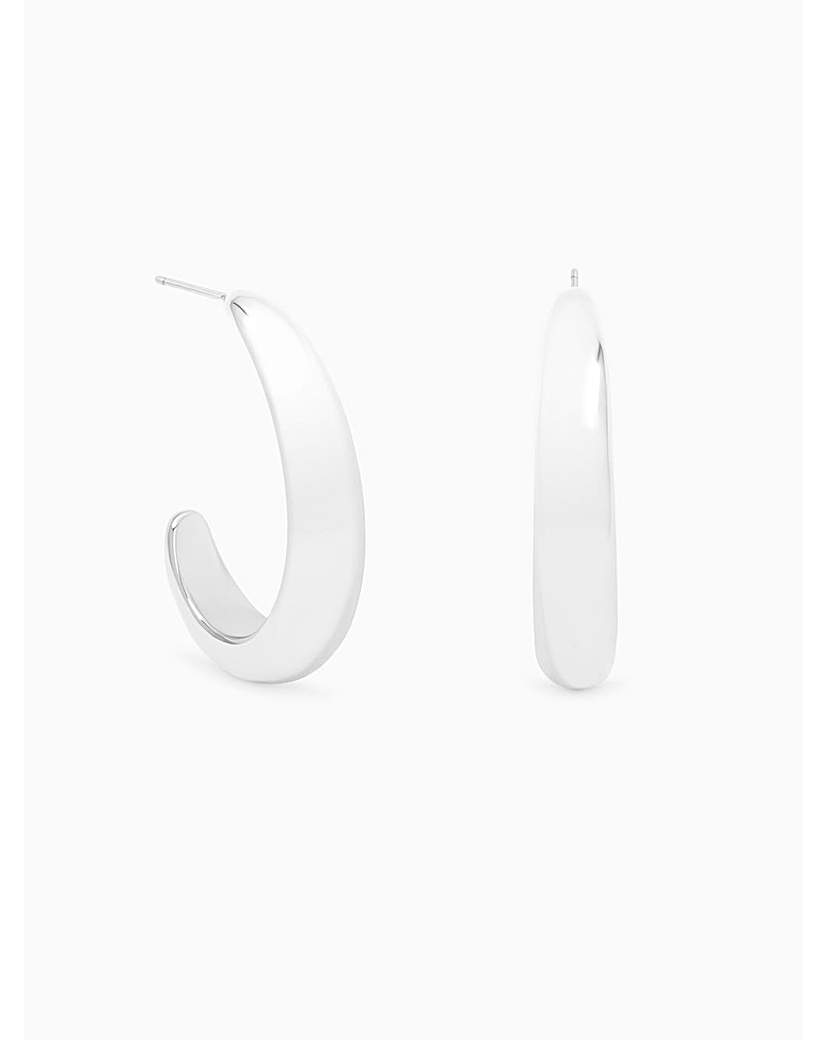 New In - Silver Plated Polished Large Curve Hoops