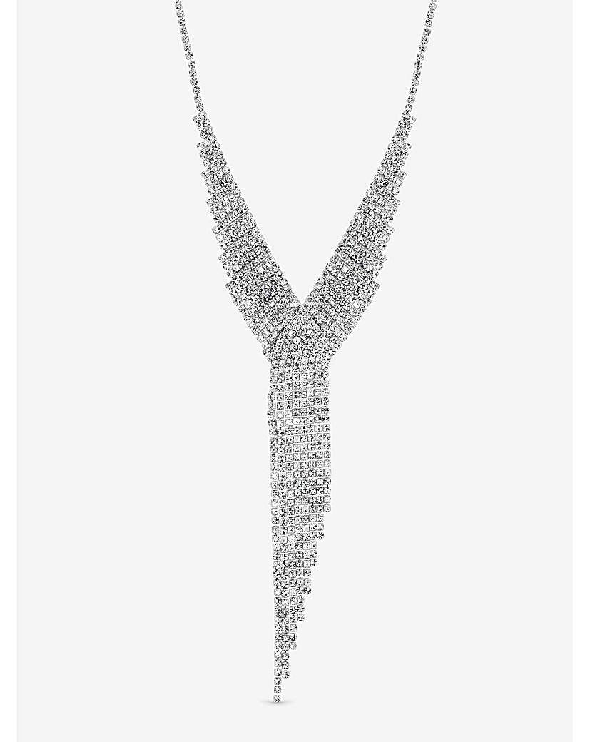 New In - Silver Plated Crystal Drop Necklace