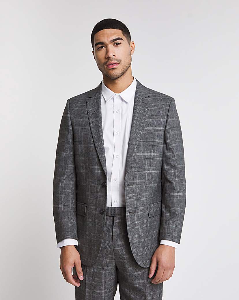 Charcoal Check Regular Fit Suit Jacket